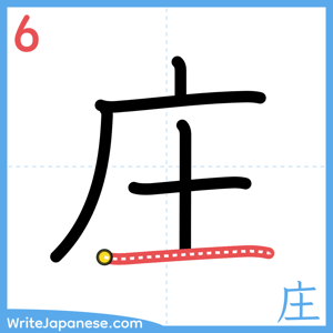 How to write "庄" - stroke 6