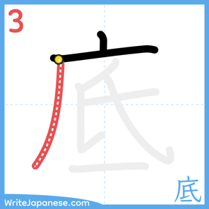 How to write "底" - stroke 3
