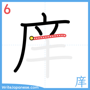 How to write "庠" - stroke 6