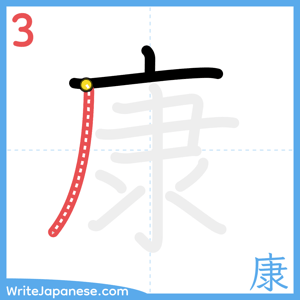 How to write "康" - stroke 3