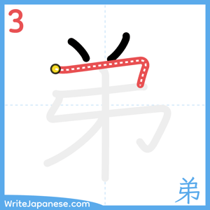 How to write "弟" - stroke 3