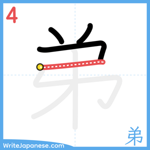 How to write "弟" - stroke 4