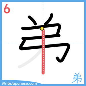How to write "弟" - stroke 6