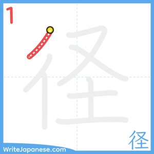 How to write "径" - stroke 1