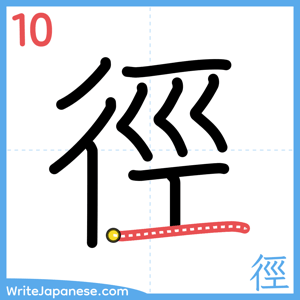 How to write "徑" - stroke 10