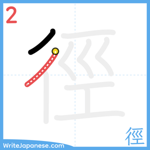 How to write "徑" - stroke 2
