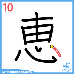 How to write "恵" - stroke 10