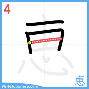 How to write "恵" - stroke 4
