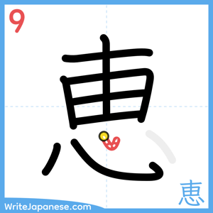 How to write "恵" - stroke 9