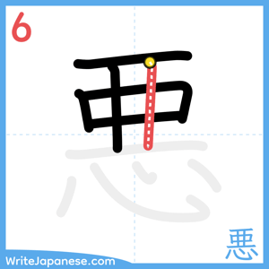 How to write "悪" - stroke 6