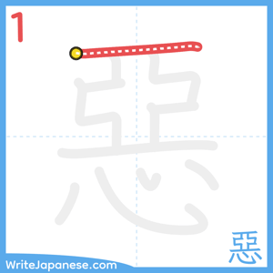 How to write "惡" - stroke 1