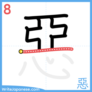How to write "惡" - stroke 8