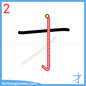 How to write "才" - stroke 2