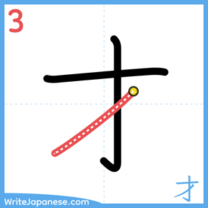 How to write "才" - stroke 3