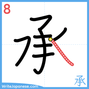 How to write "承" - stroke 8