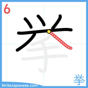 How to write "挙" - stroke 6