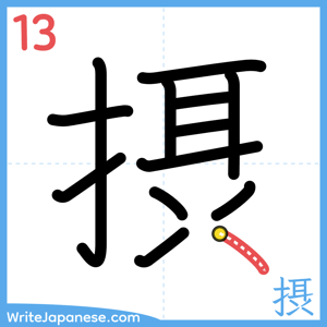 How to write "摂" - stroke 13