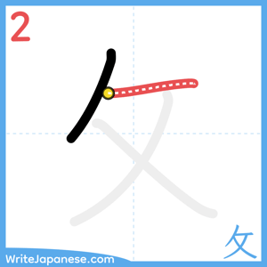 How to write "攵" - stroke 2