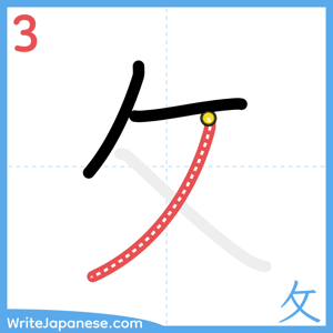 How to write "攵" - stroke 3