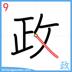 How to write "政" - stroke 9