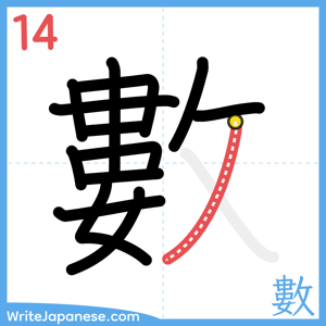How to write "數" - stroke 14
