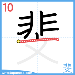 How to write "斐" - stroke 10