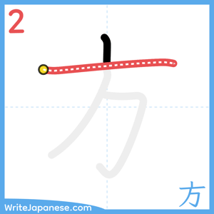 How to write "方" - stroke 2