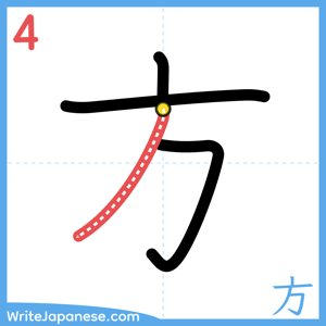 How to write "方" - stroke 4