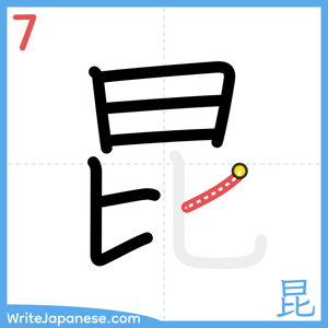 How to write "昆" - stroke 7