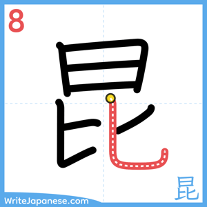How to write "昆" - stroke 8