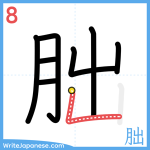 How to write "朏" - stroke 8