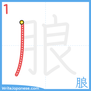 How to write "朖" - stroke 1