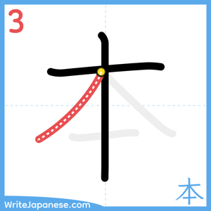 How to write "本" - stroke 3