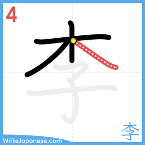 How to write "李" - stroke 4