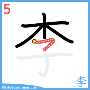 How to write "李" - stroke 5