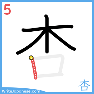 How to write "杏" - stroke 5
