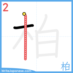 How to write "柏" - stroke 2