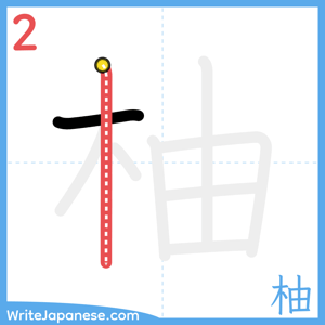 How to write "柚" - stroke 2
