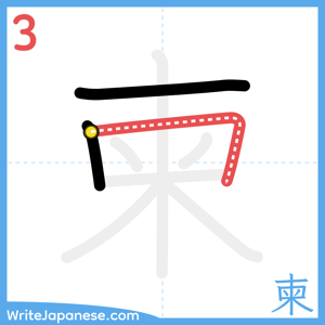 How to write "柬" - stroke 3