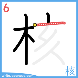 How to write "核" - stroke 6