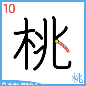 How to write "桃" - stroke 10