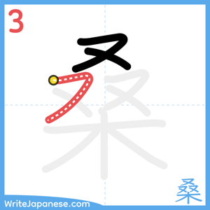 How to write "桑" - stroke 3