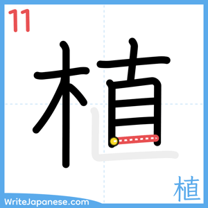 How to write "植" - stroke 11