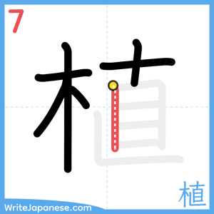How to write "植" - stroke 7