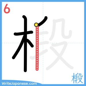 How to write "椴" - stroke 6