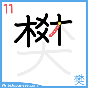 How to write "樊" - stroke 11