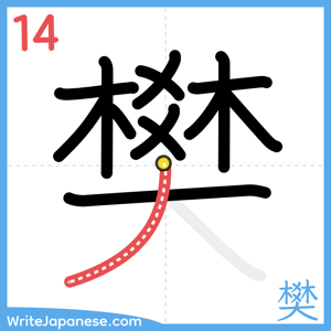 How to write "樊" - stroke 14