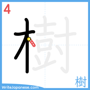How to write "樹" - stroke 4