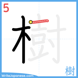 How to write "樹" - stroke 5