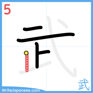 How to write "武" - stroke 5